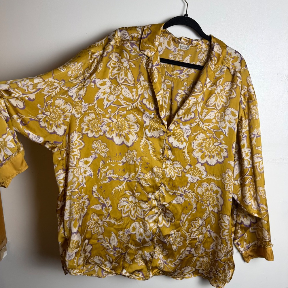 Free People Golden Combo Dreamy Days Pajama Set Oversized Wide Leg - Picture 11 of 13